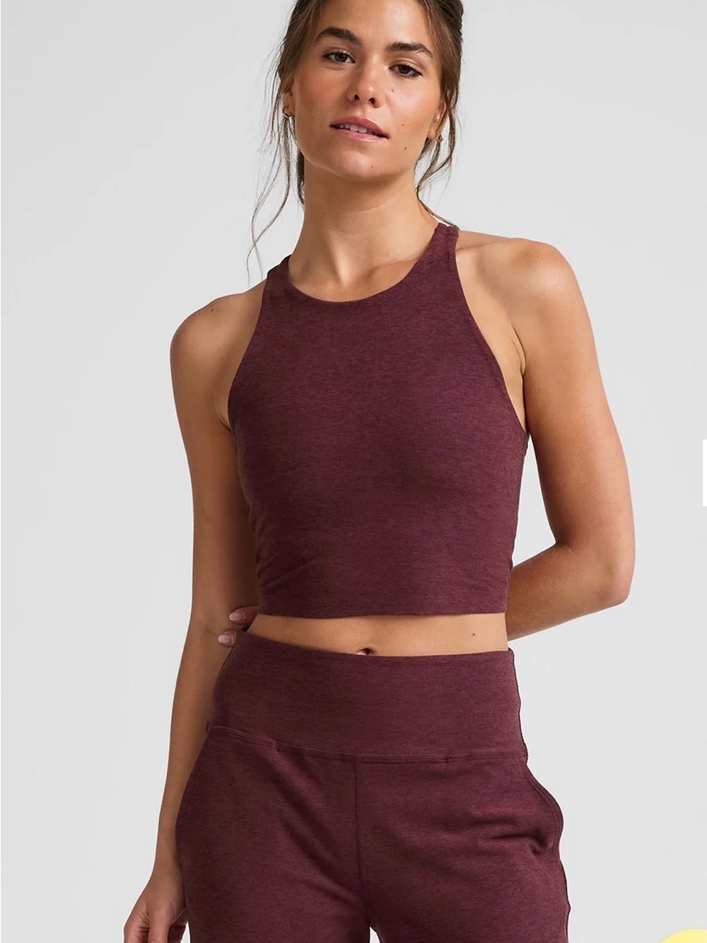 NWT Beyond Yoga Spacedye Refocus Cropped Tank Midnight Burgundy Heather Size XS